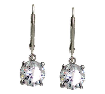 Diamonique 4.00 cttw Round Lever Back Earrings,Platinum Clad