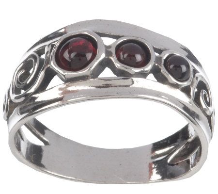 Or Paz Sterling Triple Garnet Ring - QVC.com