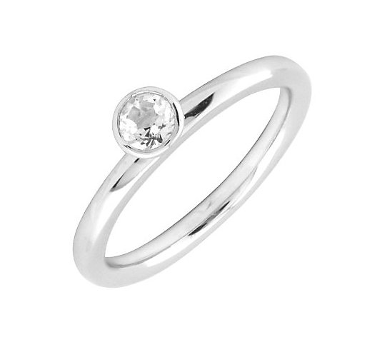 Simply Stacks Sterling 4mm White Topaz Sol. Stackable Ring