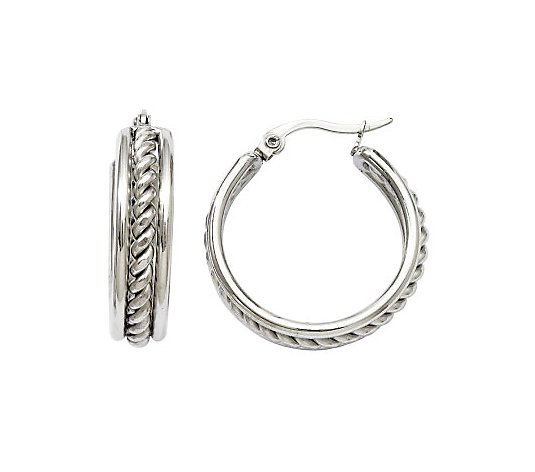 Steel by Design Twisted Middle Hoop Earrings