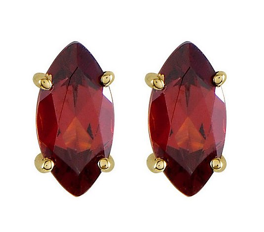 Marquise Gemstone Stud Earrings, 14K Gold