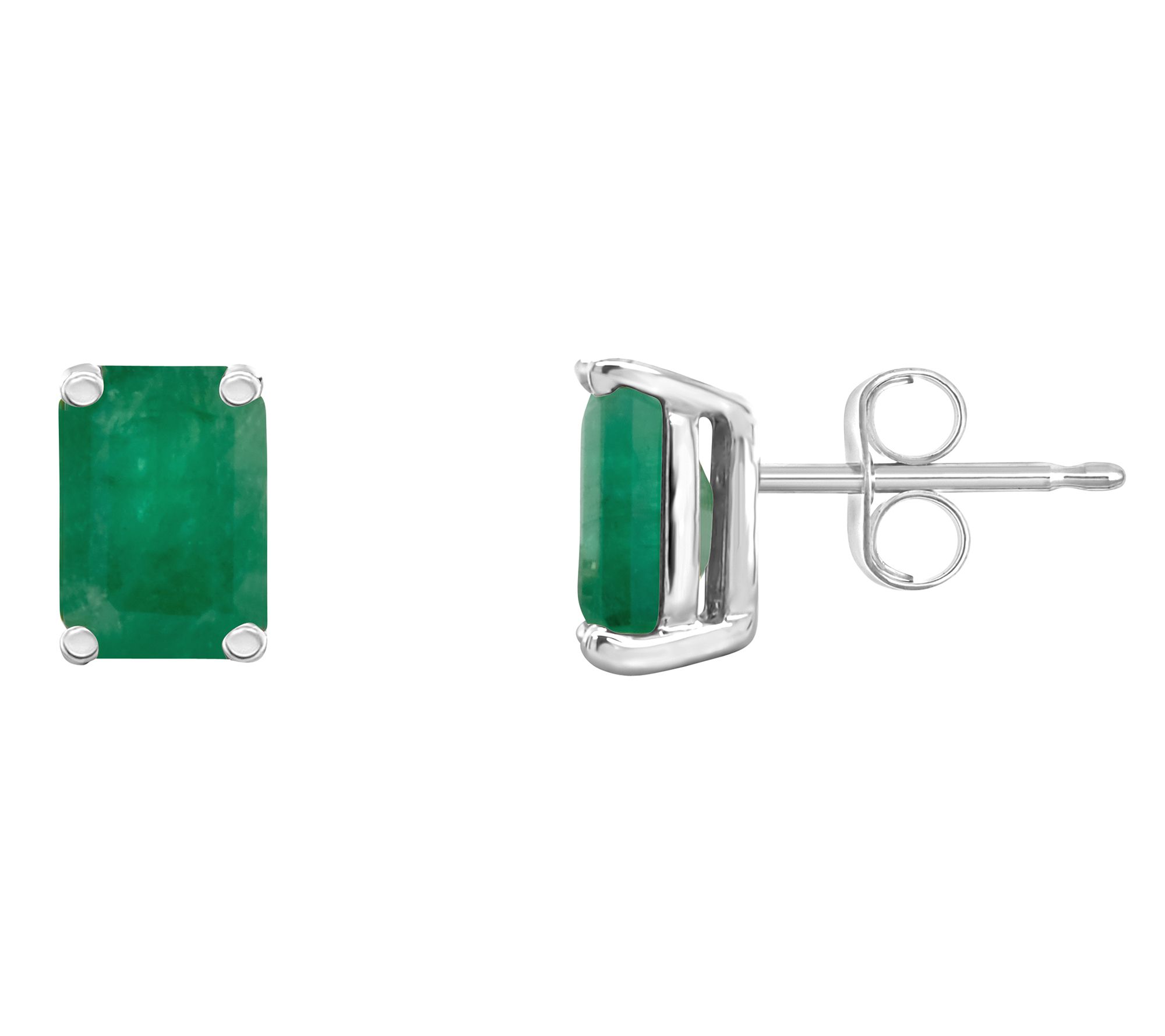 14K Gold Emerald-Cut 1.10 cttw Emerald Stud Earrings