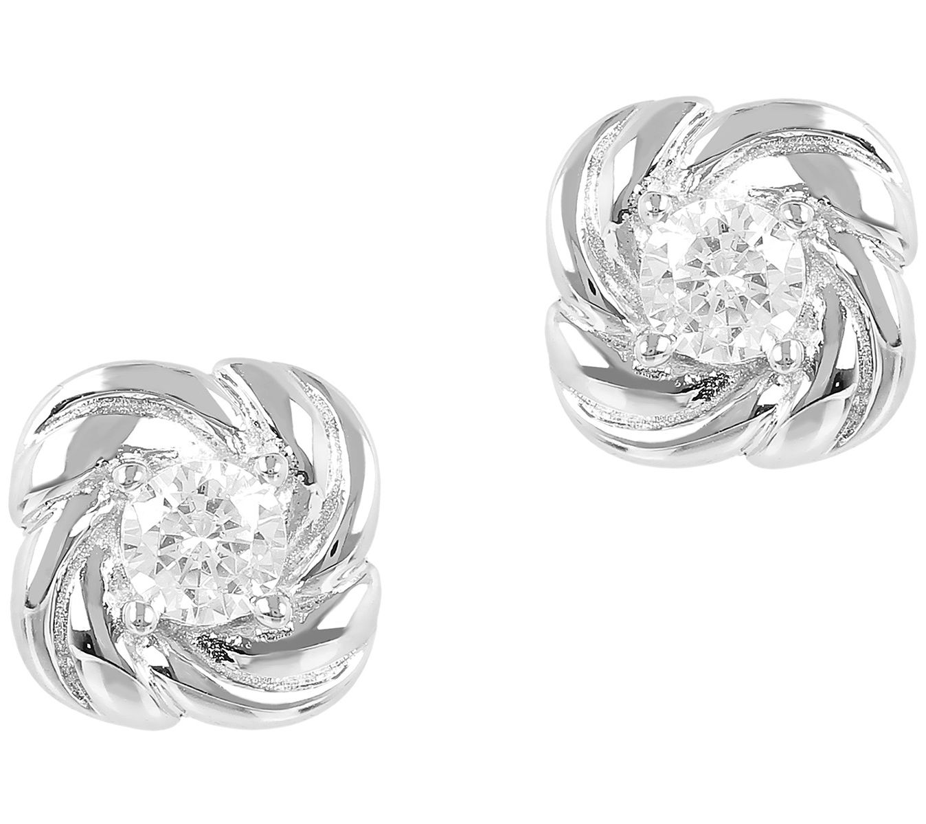 Diamonique 0.50 cttw Polished Knot Stud Earring s, Sterling