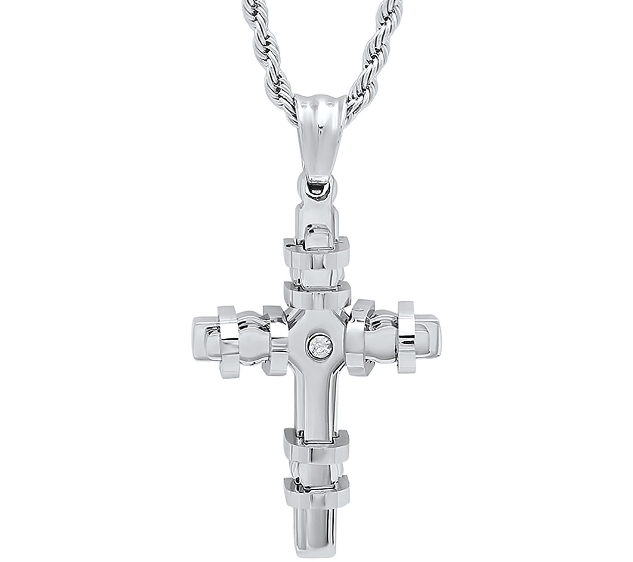 Steel by Design Men's Cross Pendant w/ C hain - QVC.com