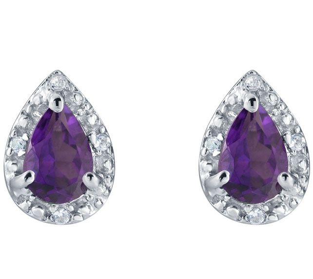 Sterling Silver Pear Shaped Gemstone Earrings