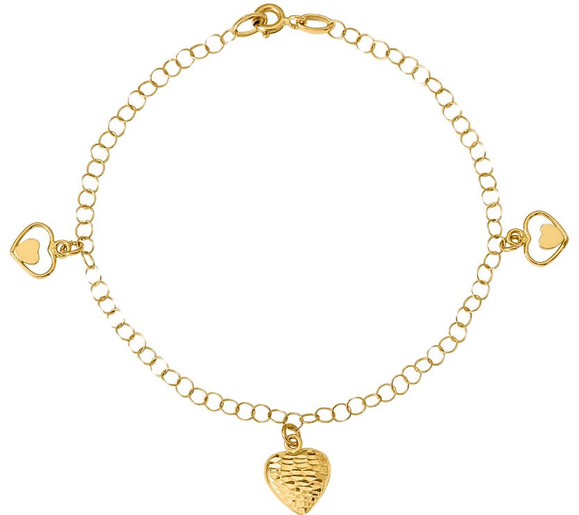Italian Gold Heart Charm Bracelet 14K, 1.9g — QVC.com