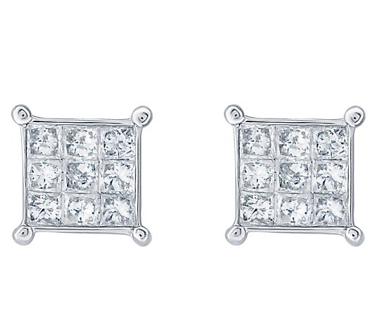 Affinity 14K 1/2 cttw Princess-Cut Invisible-Set Stud Earring