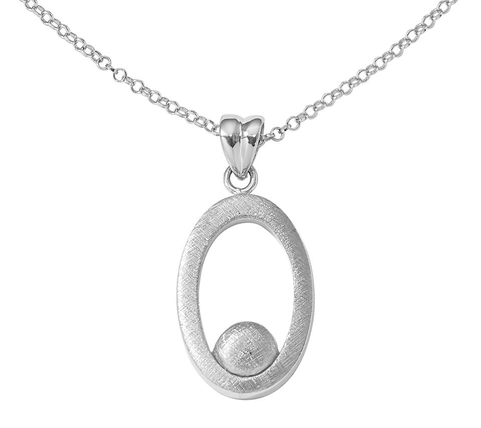 Italian Silver Oval Button Pendant w/ Chain - QVC.com