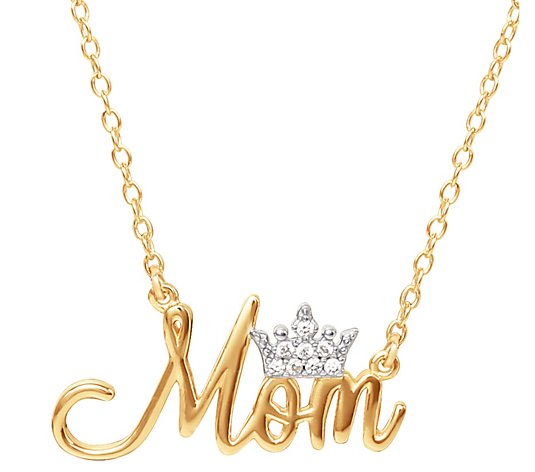 Diamonique Disney Two-Tone Mom Necklace, Sterli ng Silver