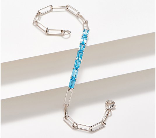 Affinity Gems Gemstone Paper Clip Link Bracelet, Sterling Silver