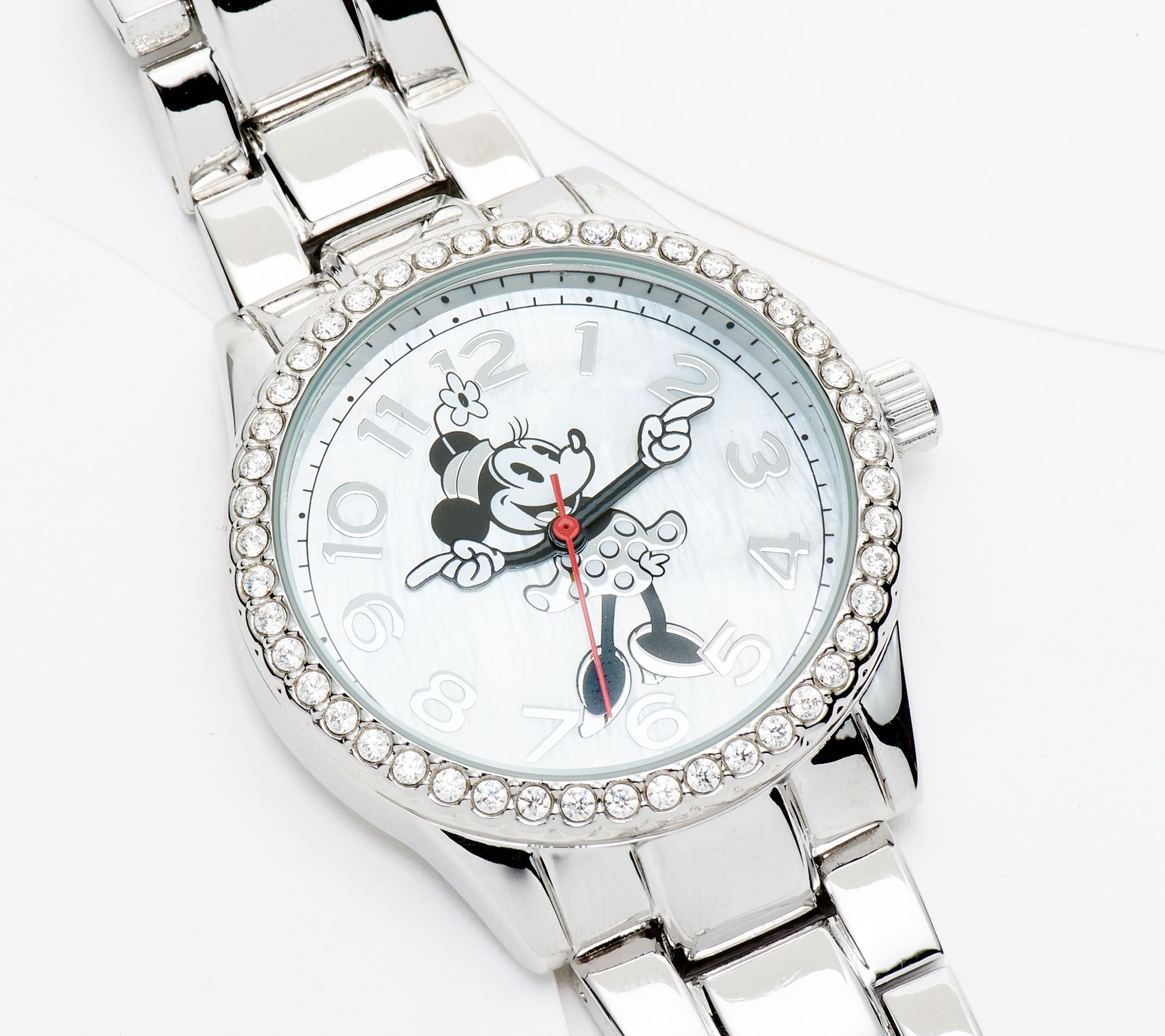 diamonique x disney classic mickey or minnie watch stainless steel qvc com