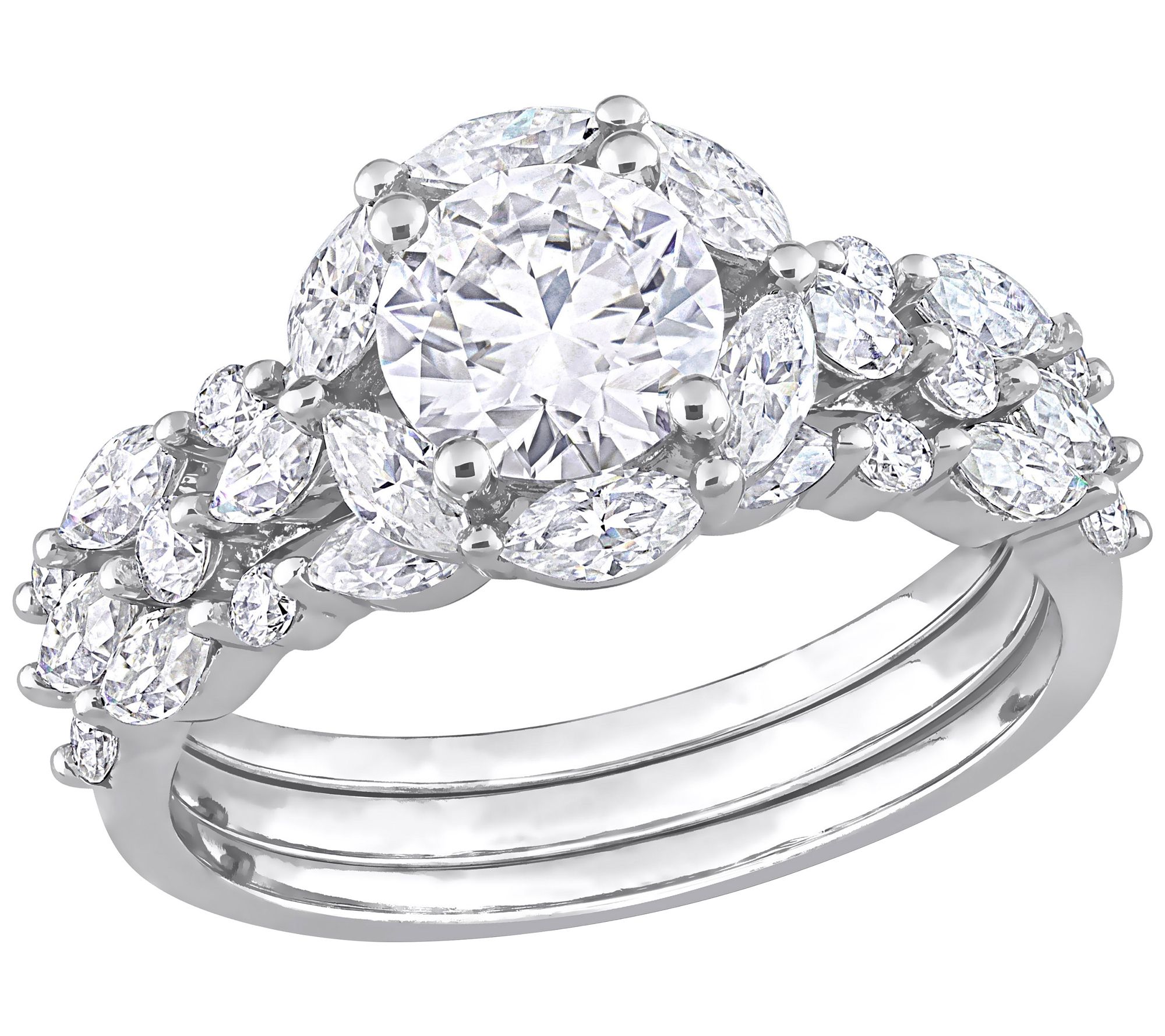 MoissanIce Moissanite 2.95 cttw Bridal Ring Set, Sterling
