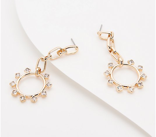Susan Graver Crystal Circle Design Dangle Earrings