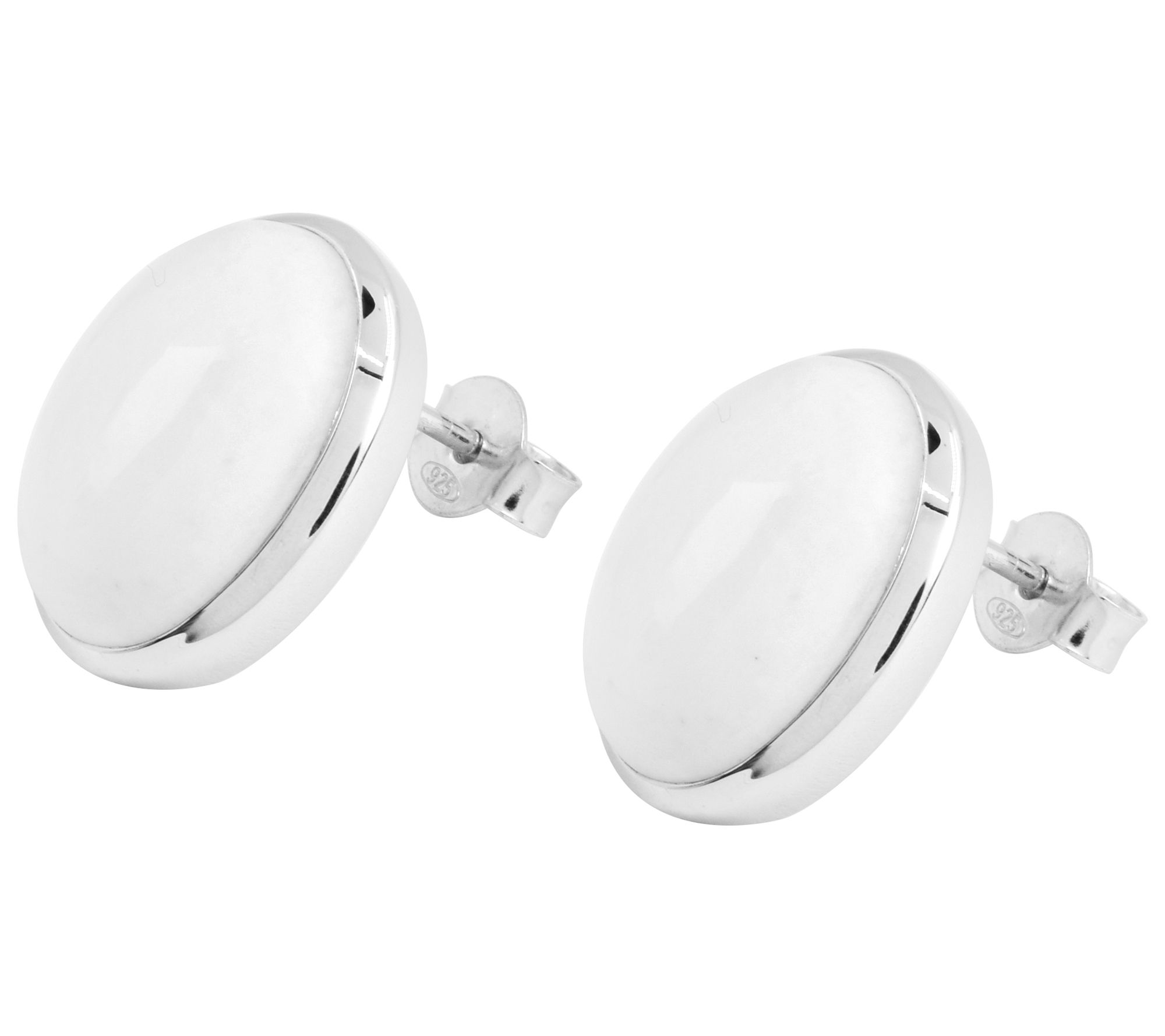 Affinity Gems Sterling Silver White Chalcedony Stud Earrings