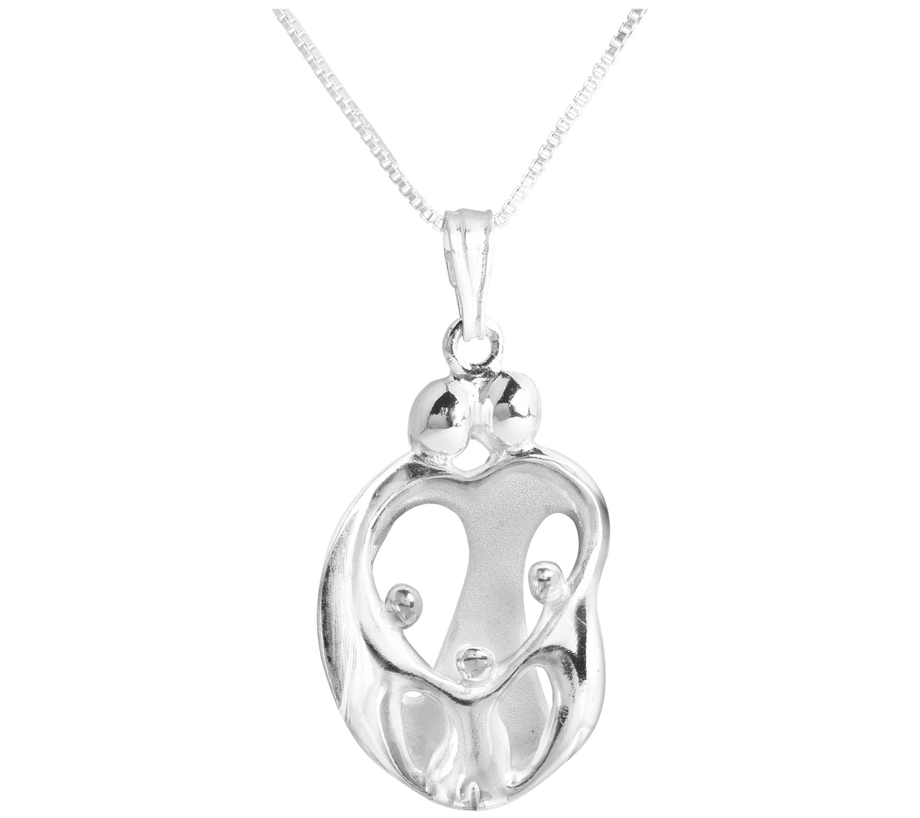 SILVER 925 MOTHER AND CHILD FAMILY 2 PARENTS+2 PENDANT