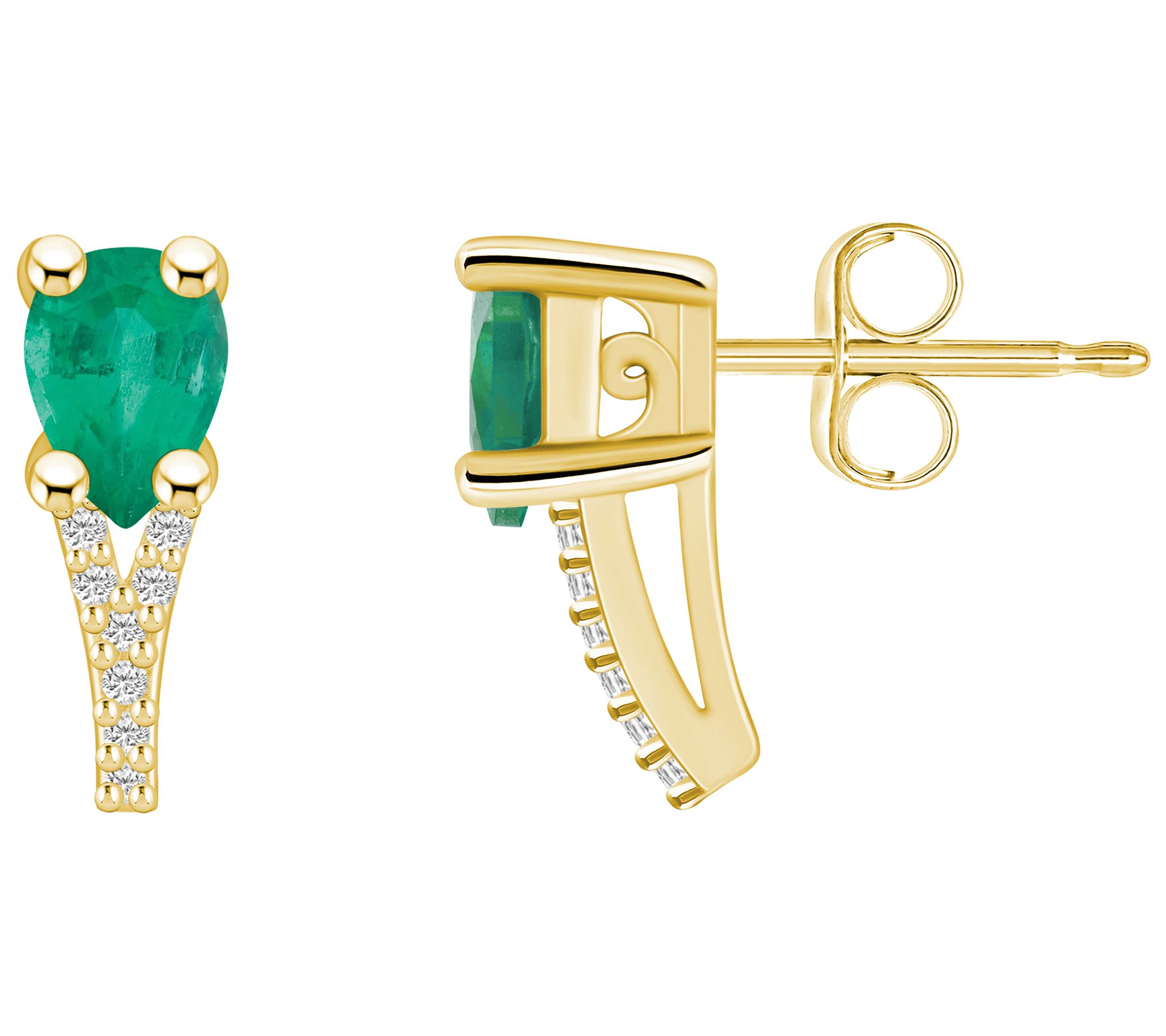 Affinity Gems 14K Gold Pear Gemstone Diamond Accent Studs