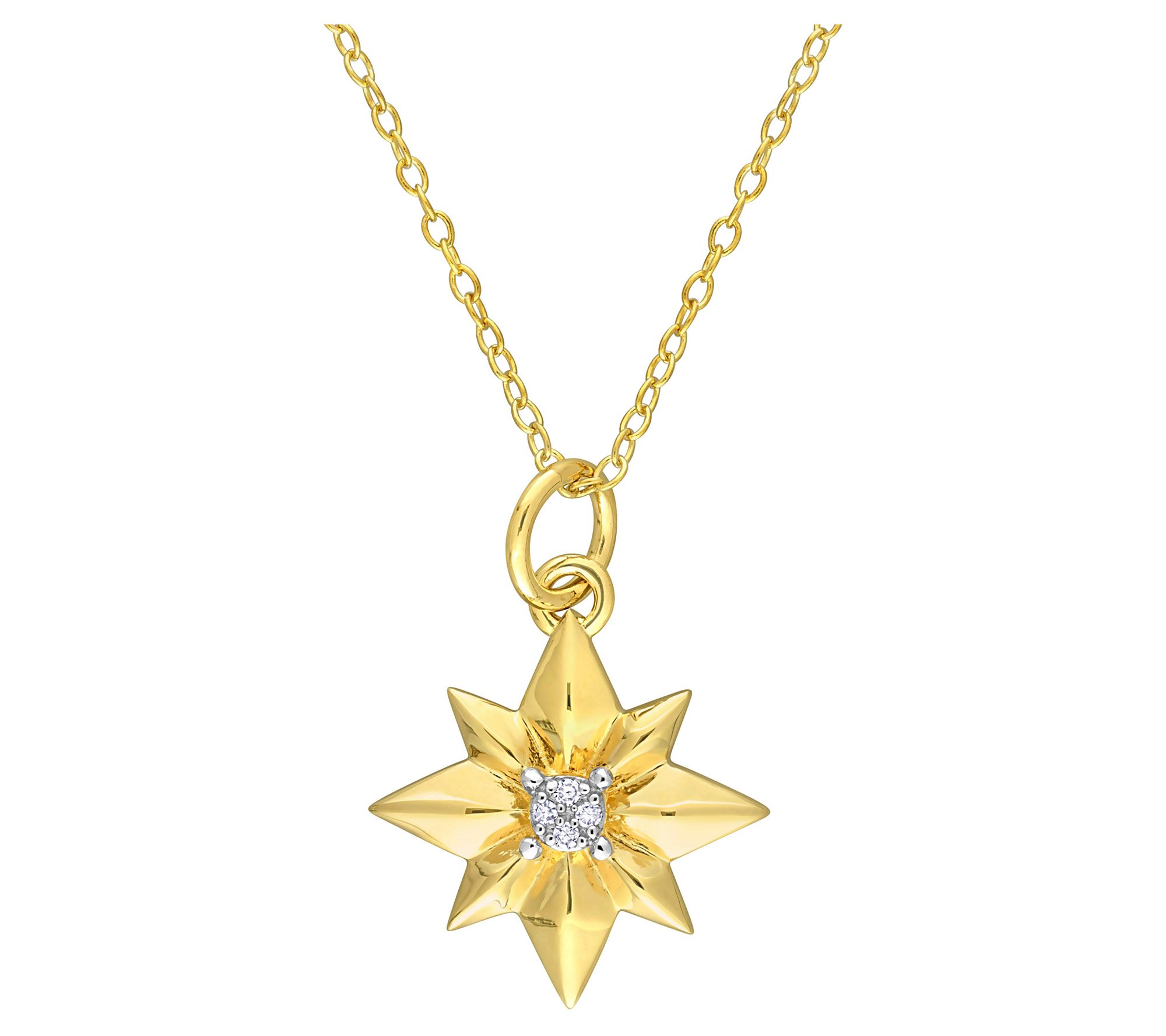 Affinity Diamond Accent Star Pendant w/ Chain,18K Plated