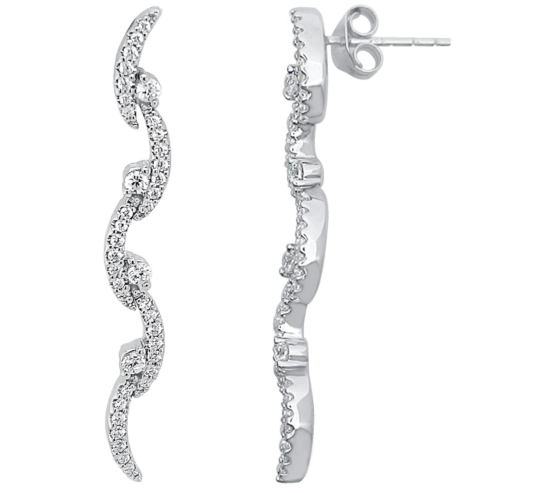 Round Cut Diamond Dangle Earrings, 14K White Go ld