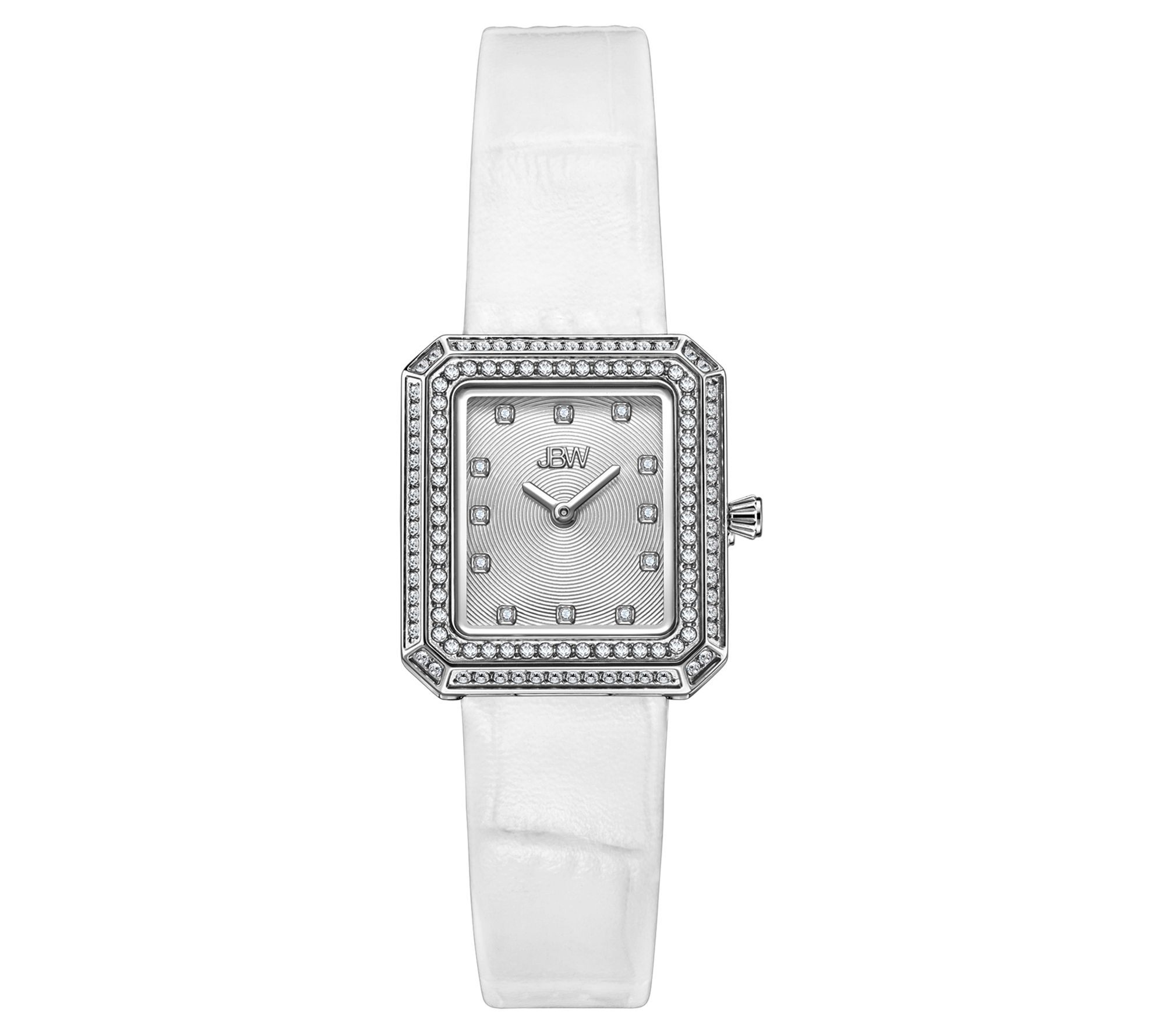 JBW Women's Arc Diamond Accent White Leather Strap Watch - QVC.com
