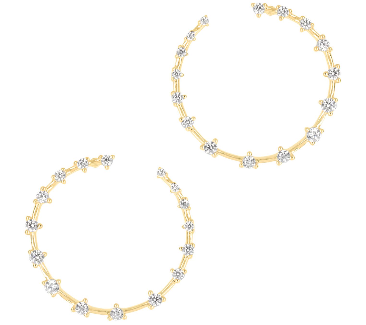 Diamonique 0.70 cttw Station Hoop Earrings, Sterling Silver