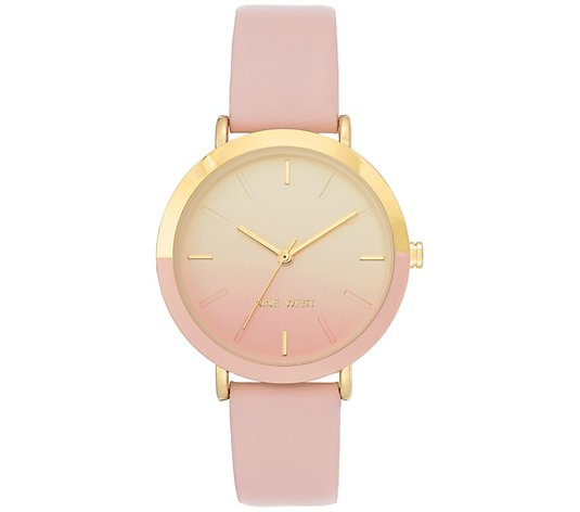 Nine West Women's Goldtone Light Pink Strap Watch