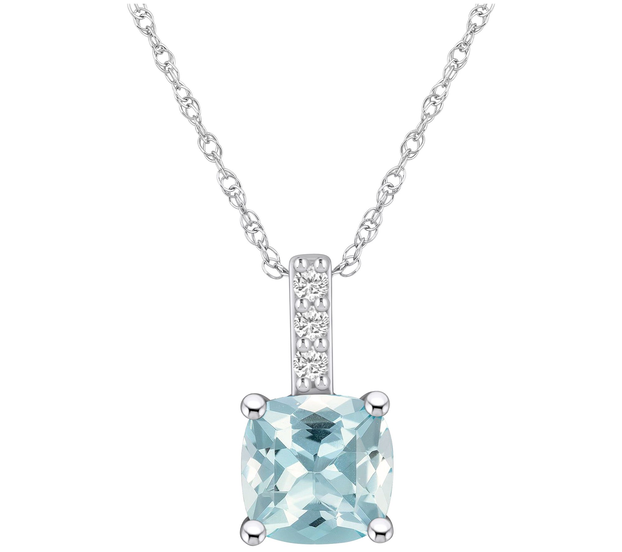 Affinity Gems 14K Gold Aquamarine & Diamond Acc ent Pendant