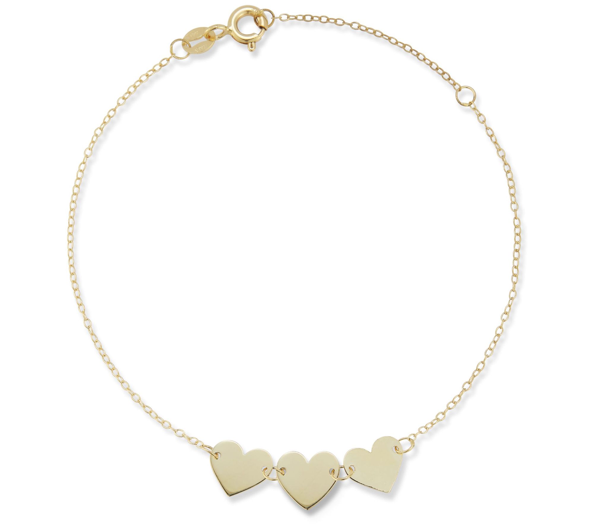 Luminosa Gold Triple Heart Bracelet, 14K - QVC.com