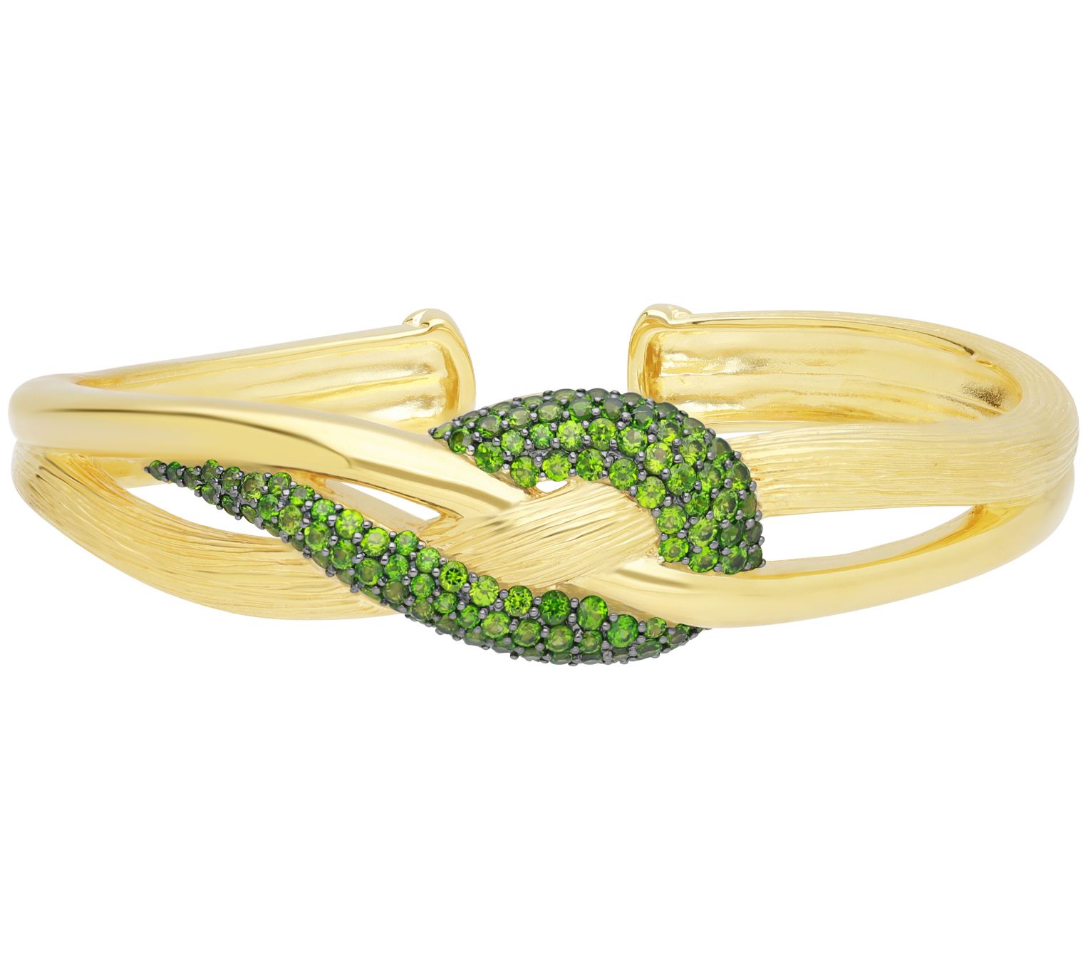 Ariva 18K Gold-Clad Chrome Diopside Pave-Set Swirl Cuff