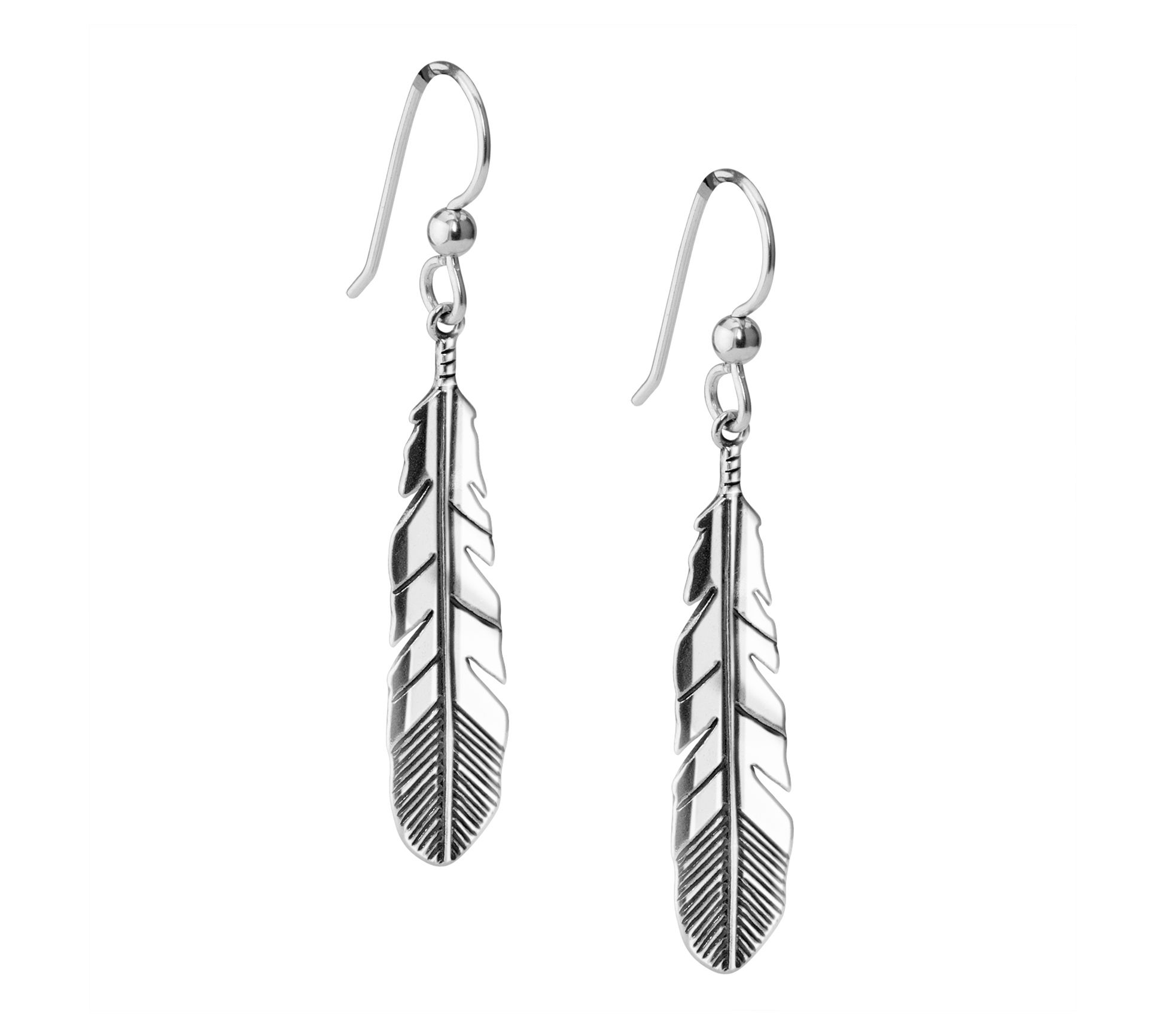 American West Classics Sterling Silver Feather Earrings - QVC.com