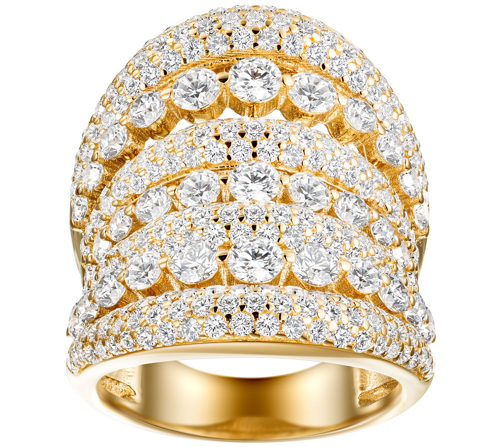 Diamonique 3.65 cttw Multi-Row Statement Ring,4K Plated