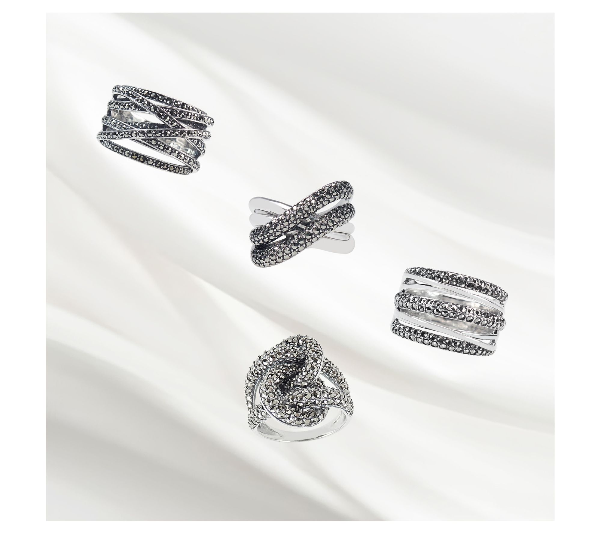 Suspicion Sterling Marcasite Bold Highway Ring