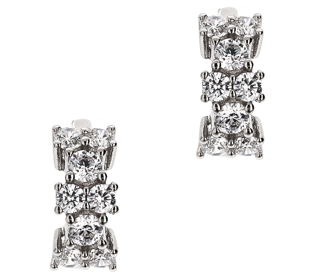 Diamonique Sterling Silver 1.05 cttw Semi-Hoop Earrings