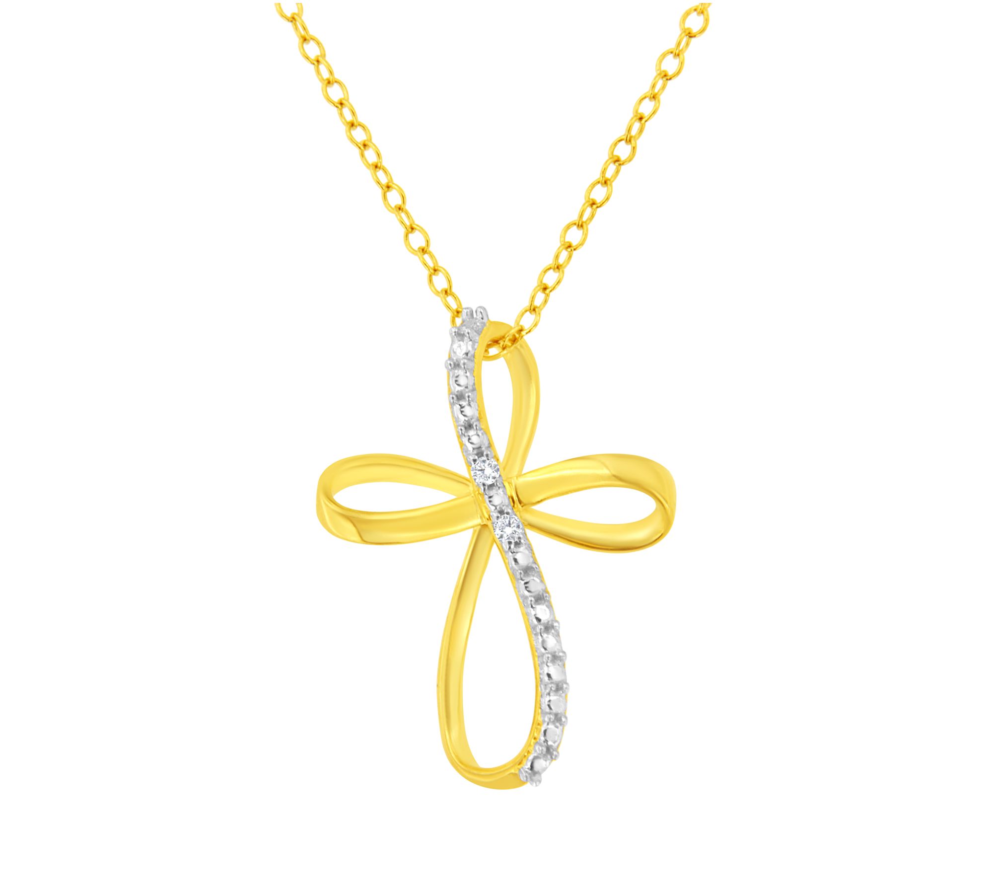 Haus of Brilliance Diamond Cross Pendant w/ Chain, Sterling