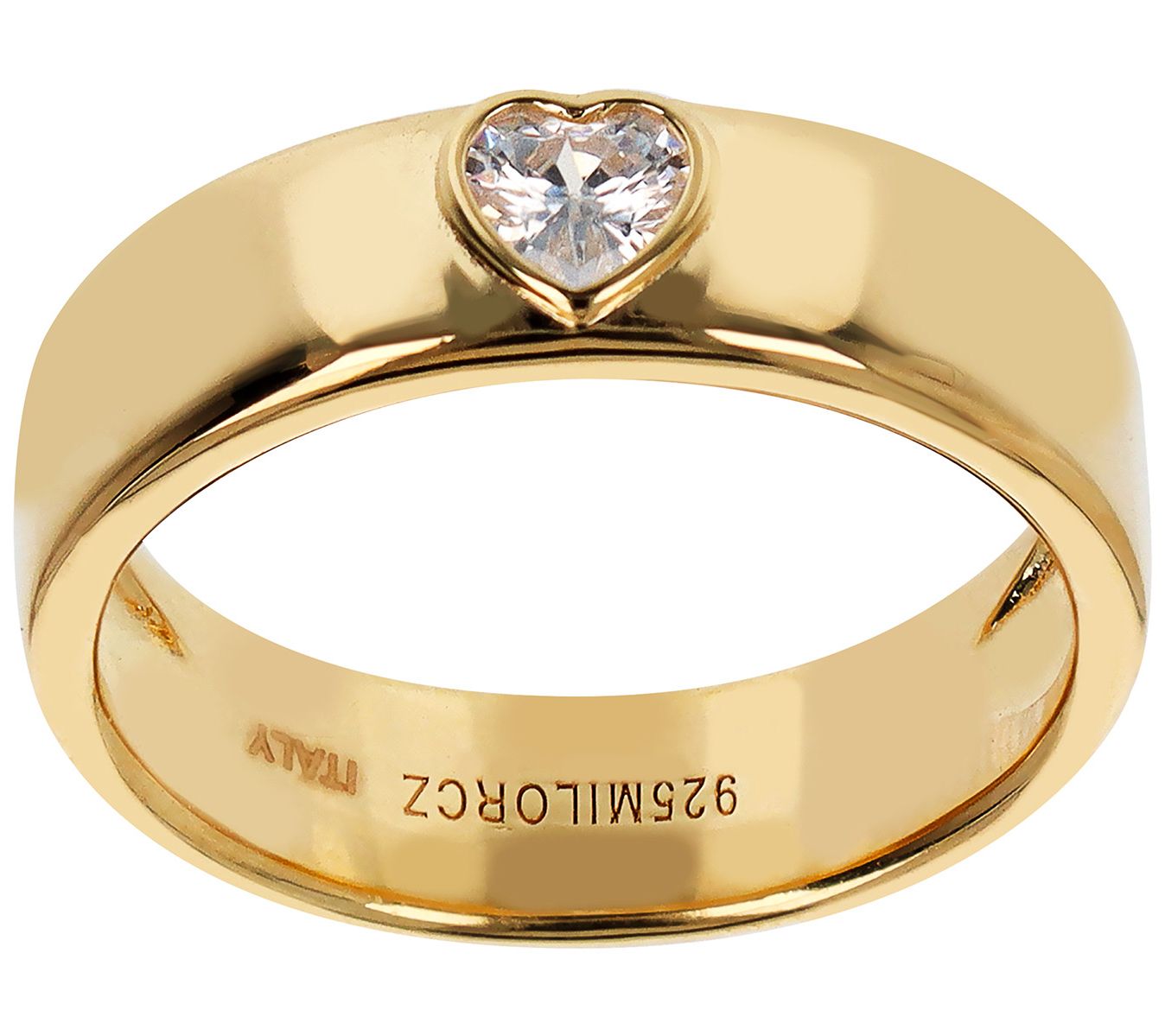 Diamonique Italia Heart Band Ring, Sterling Silver