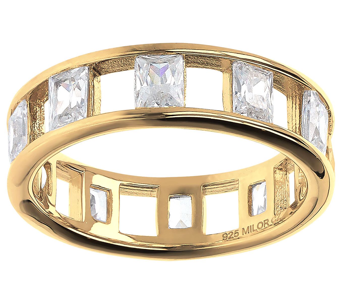 Diamonique Baguette Eternity Band Ring, Sterling Silver