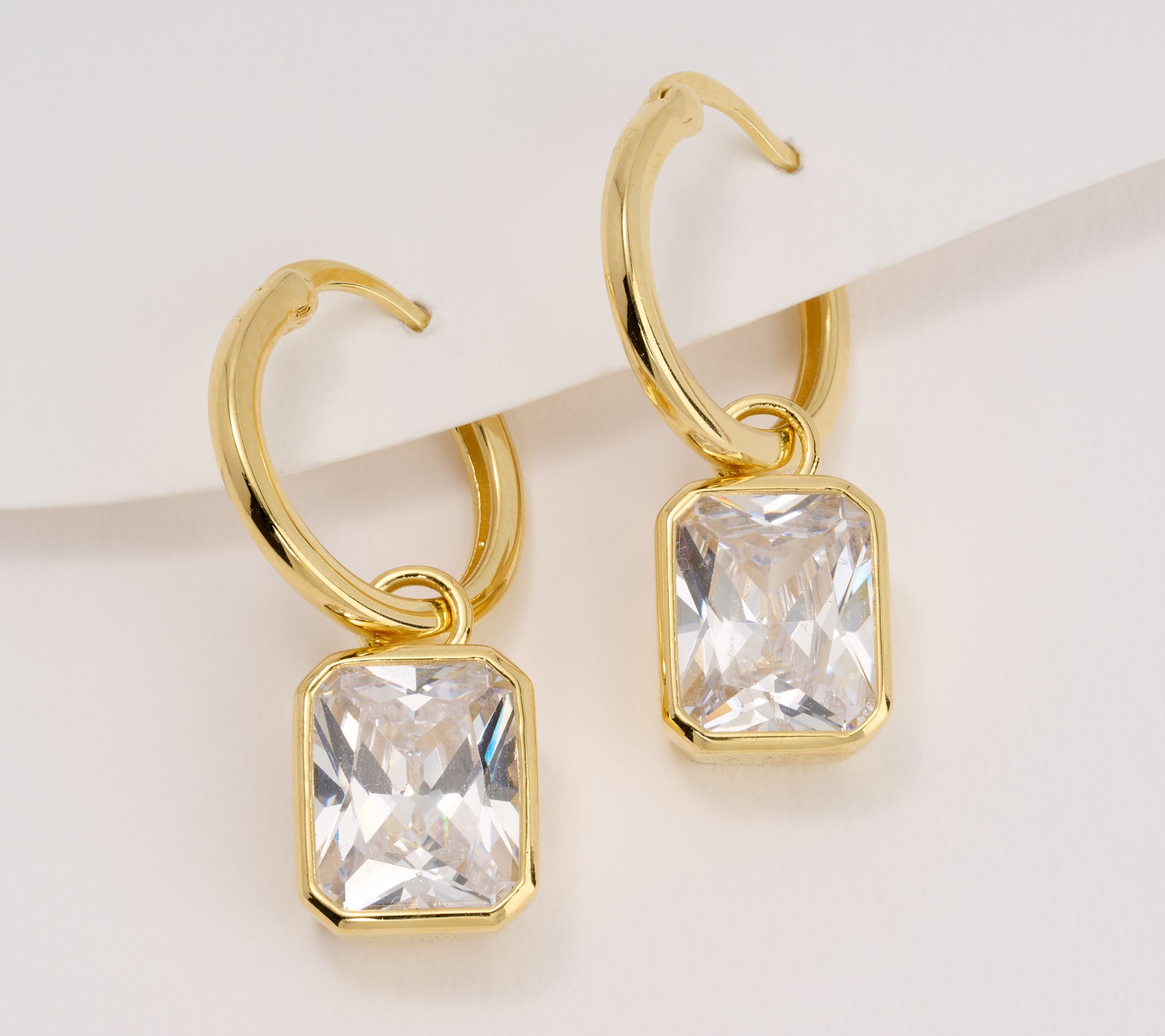 Diamonique Choice of Cut Dangle Drop Earrings, 14k Gold Plated - QVC.com