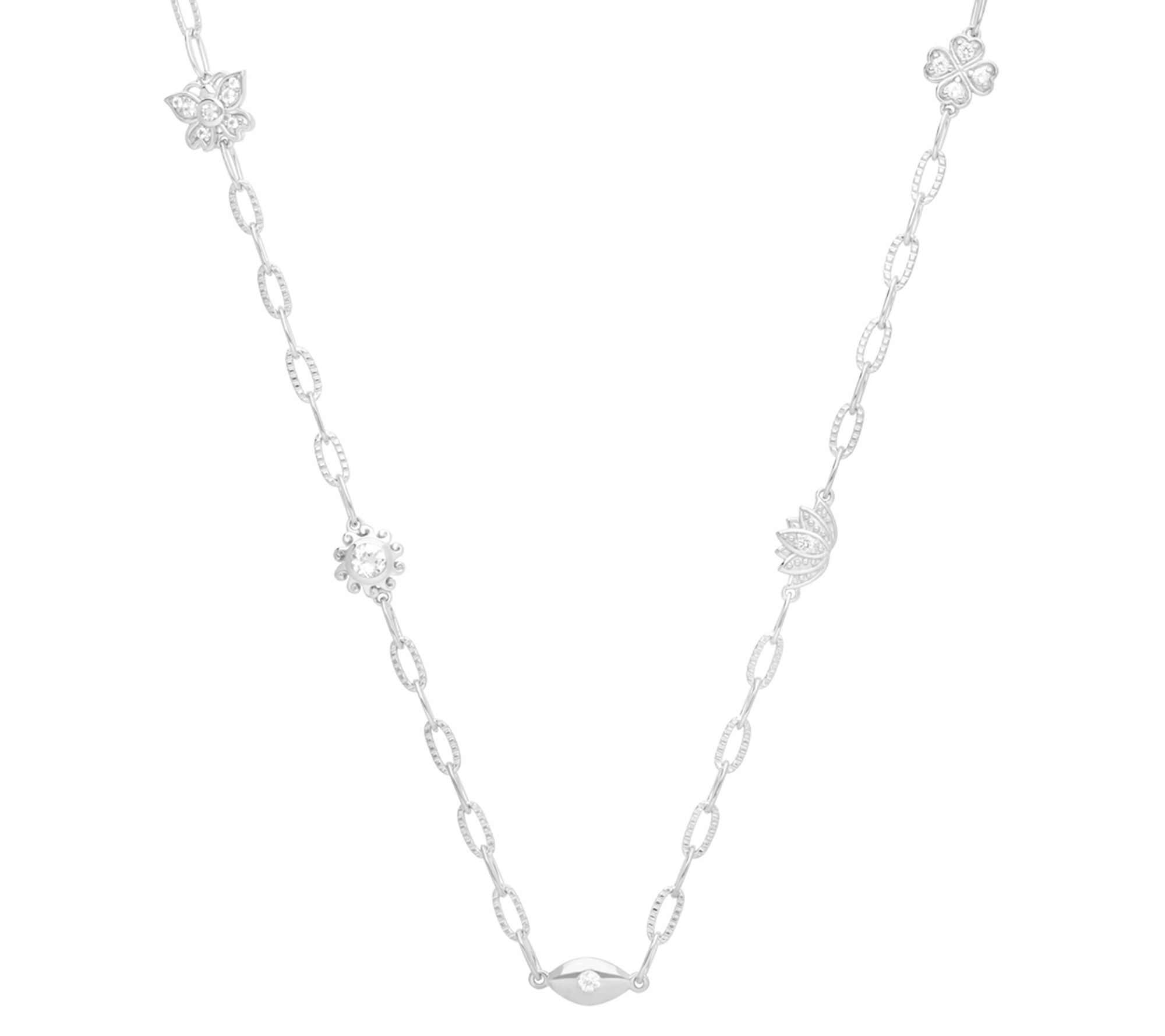 Goddaughters Sterling Silver White Topaz Good Vibes Necklace