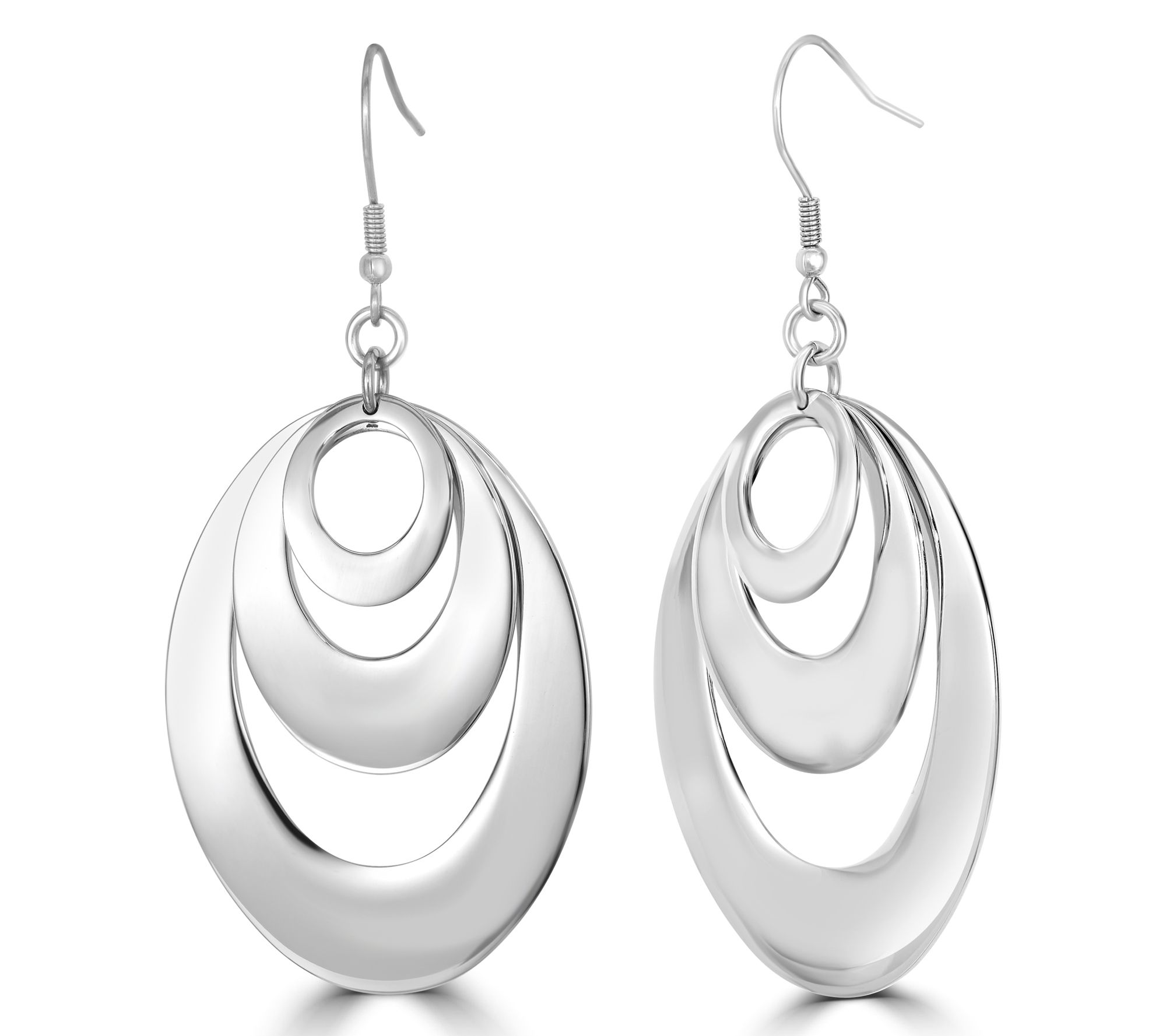 Steel by Design Graduated Multi-Oval Dangle Earrings