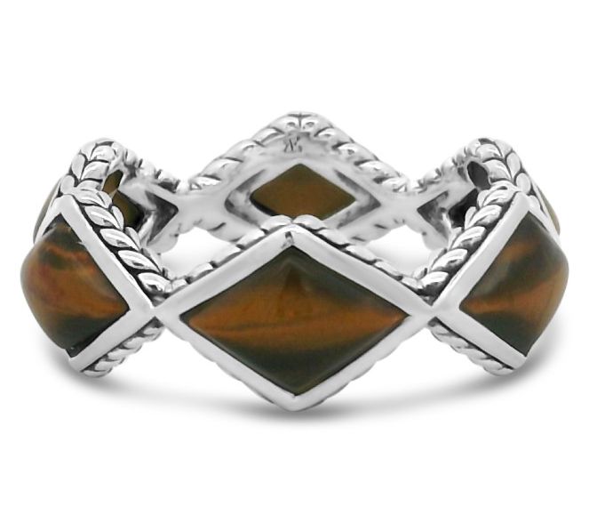 Tiffany Kay Studio Sterling Tiger's Eye Herringbone Ring