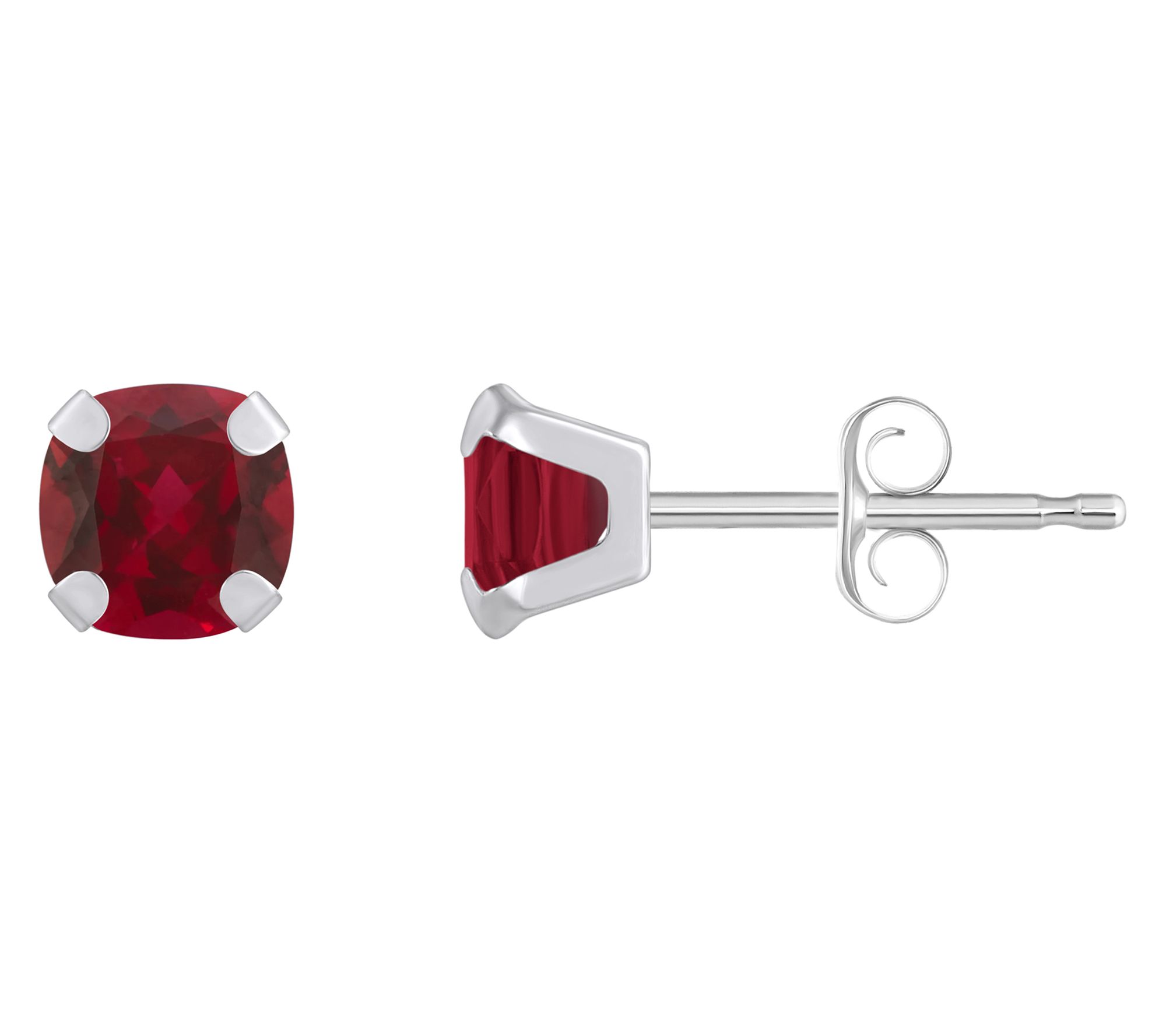 Affinity Gems Cushion Created Gemstone Stud Earrings, 10K