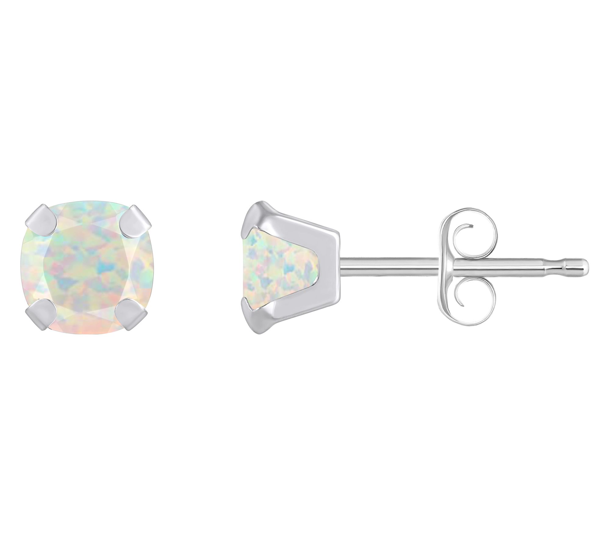 Affinity Gems Cushion Created Gemstone Stud Earrings, 10K