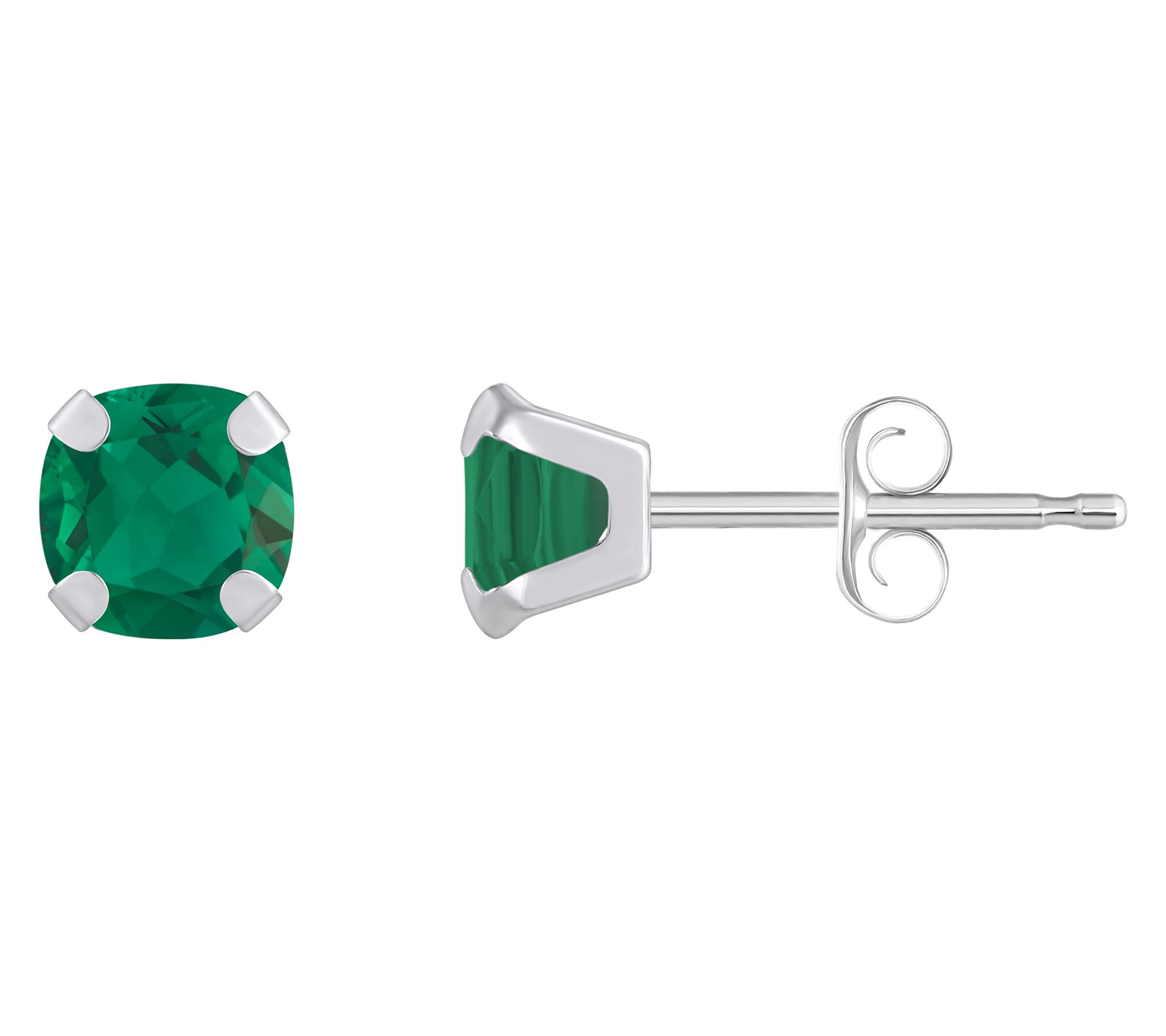 Affinity Gems Cushion Created Gemstone Stud Earrings, 10K