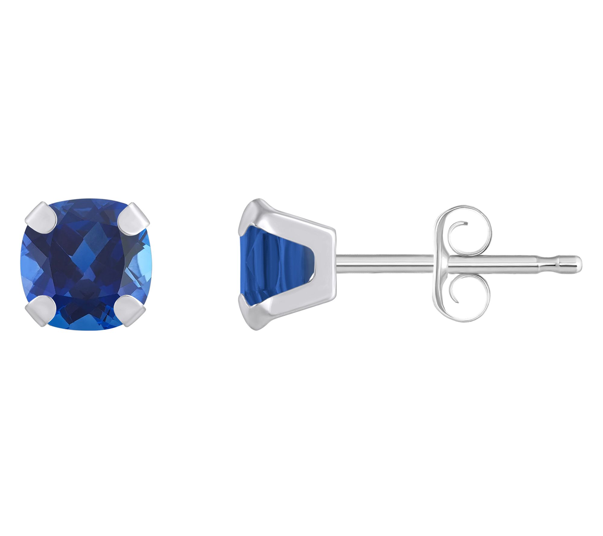 Affinity Gems Cushion Created Gemstone Stud Earrings, 10K