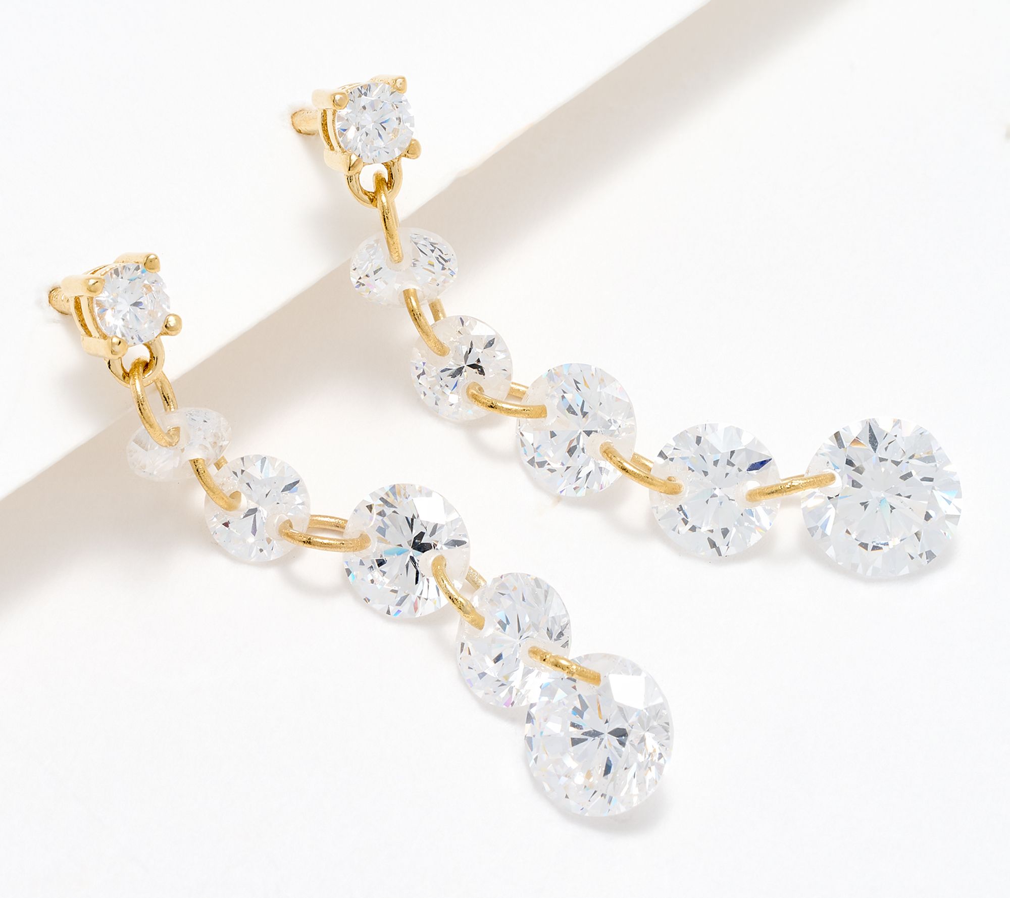 Diamonique x Jennifer Miller 6-Stone Floating Linear Earrings, Sterl