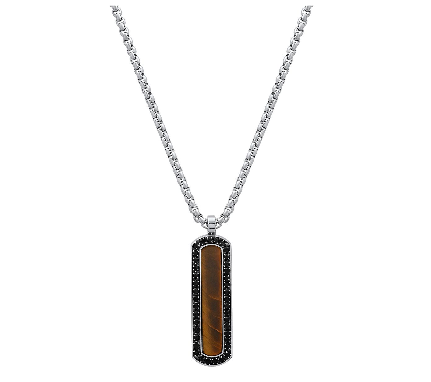 Steel By Design Men's Tiger Eye Dog Tag Pendantw/ Chain