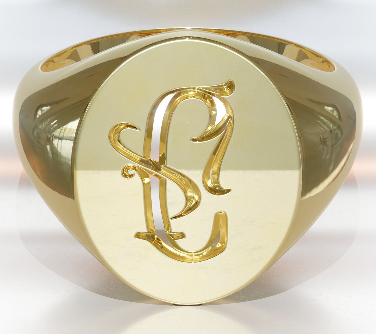 Heights Jewelers 14K Gold Plated Initial SignetRing