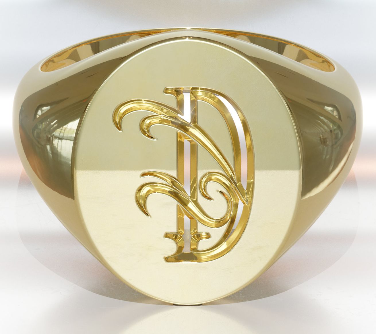 Heights Jewelers 14K Gold Plated Initial SignetRing