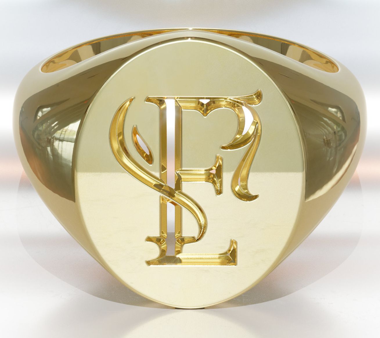 Heights Jewelers 14K Gold Plated Initial SignetRing