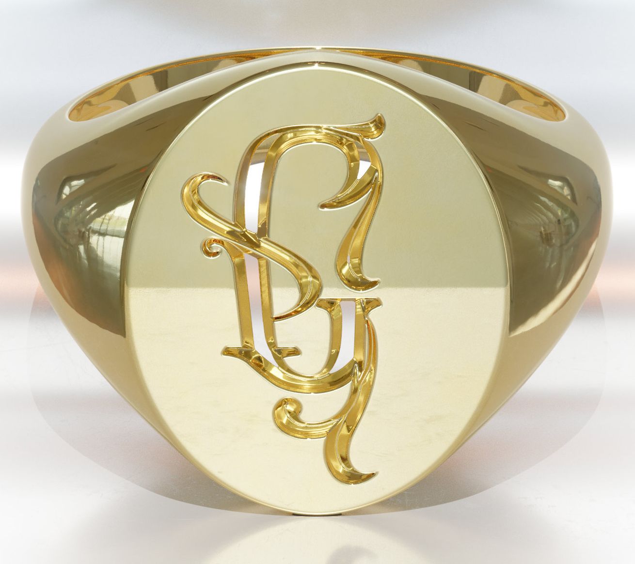 Heights Jewelers 14K Gold Plated Initial Signet  Ring