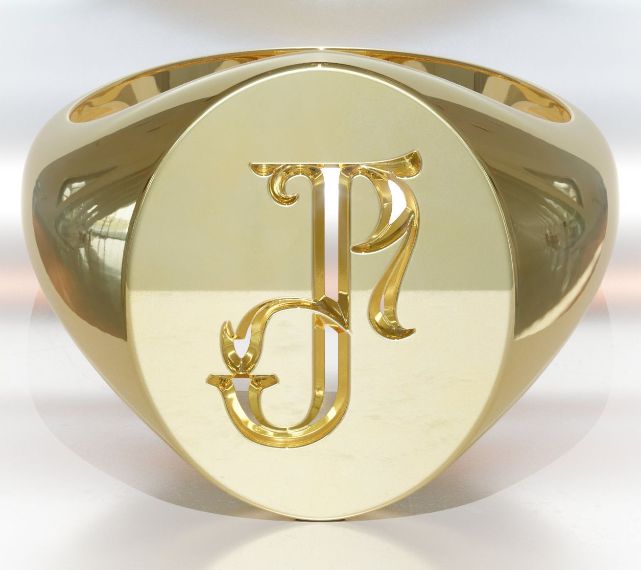 Heights Jewelers 14K Gold Plated Initial SignetRing